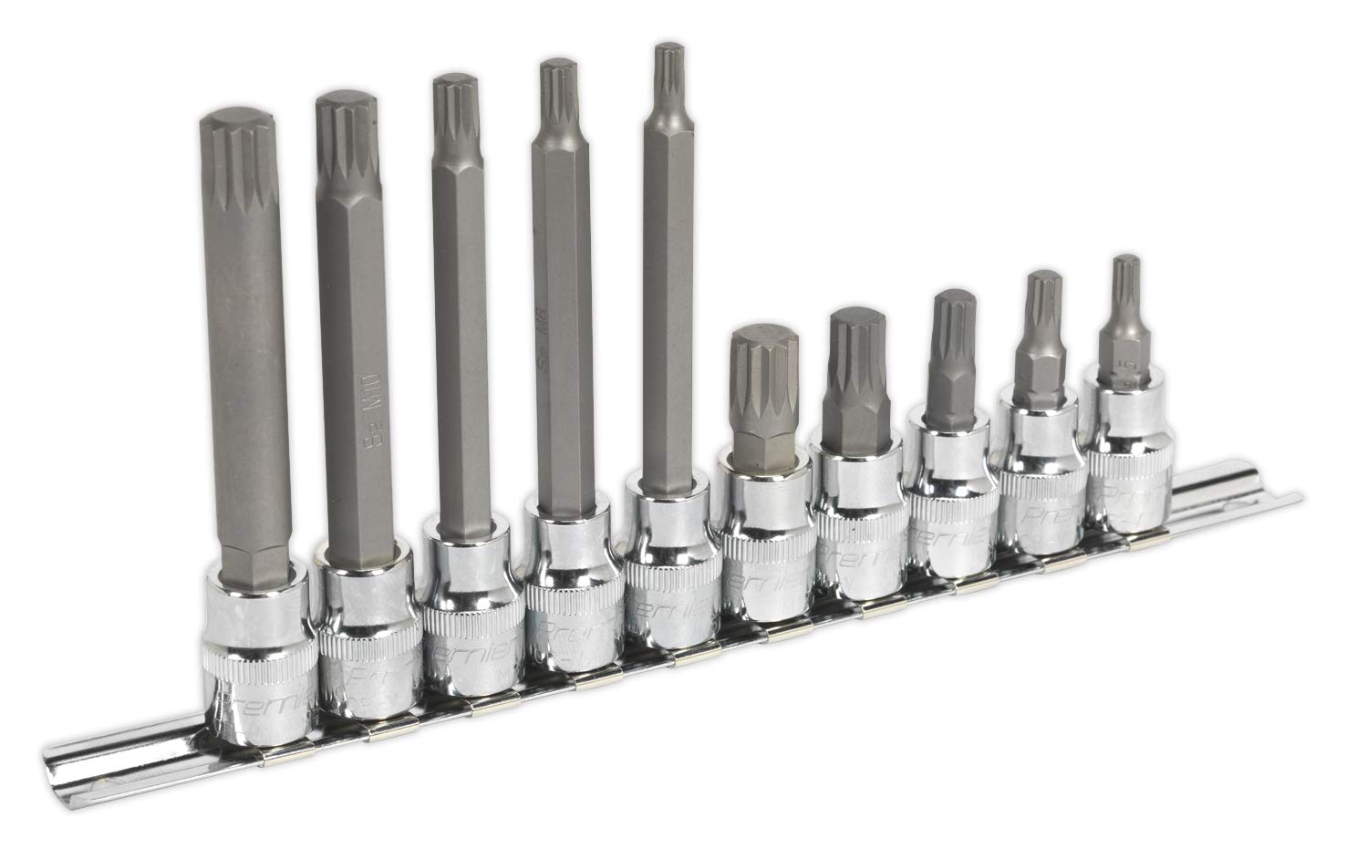 Sealey Spline Socket Bit Set 10 Piece 3/8"" Square Drive Spline Bit & Socket Set