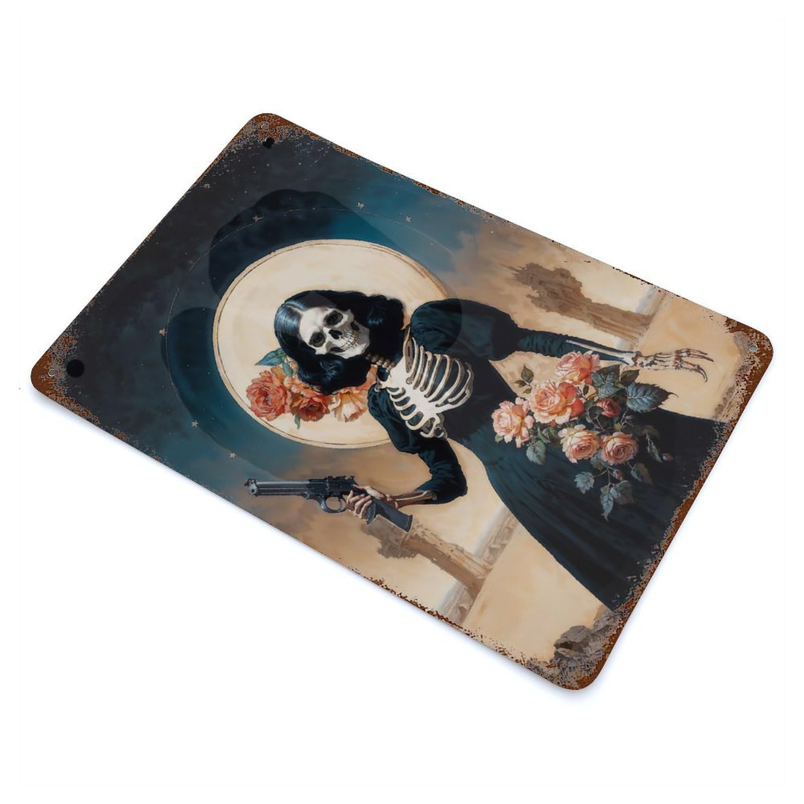 Santa Muerte 11.8"x7.9" Retro Metal Sign, Old School Wall Decor for Office, Studio And Wall Decor