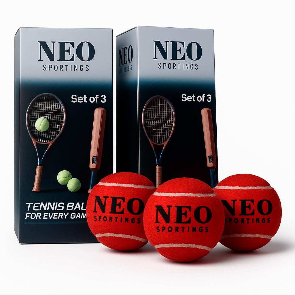 Neo Sportings Tennis Balls, Pack of 3, Red, Wollen Felt, for Cricket Format (Red - Heavy)-image-5