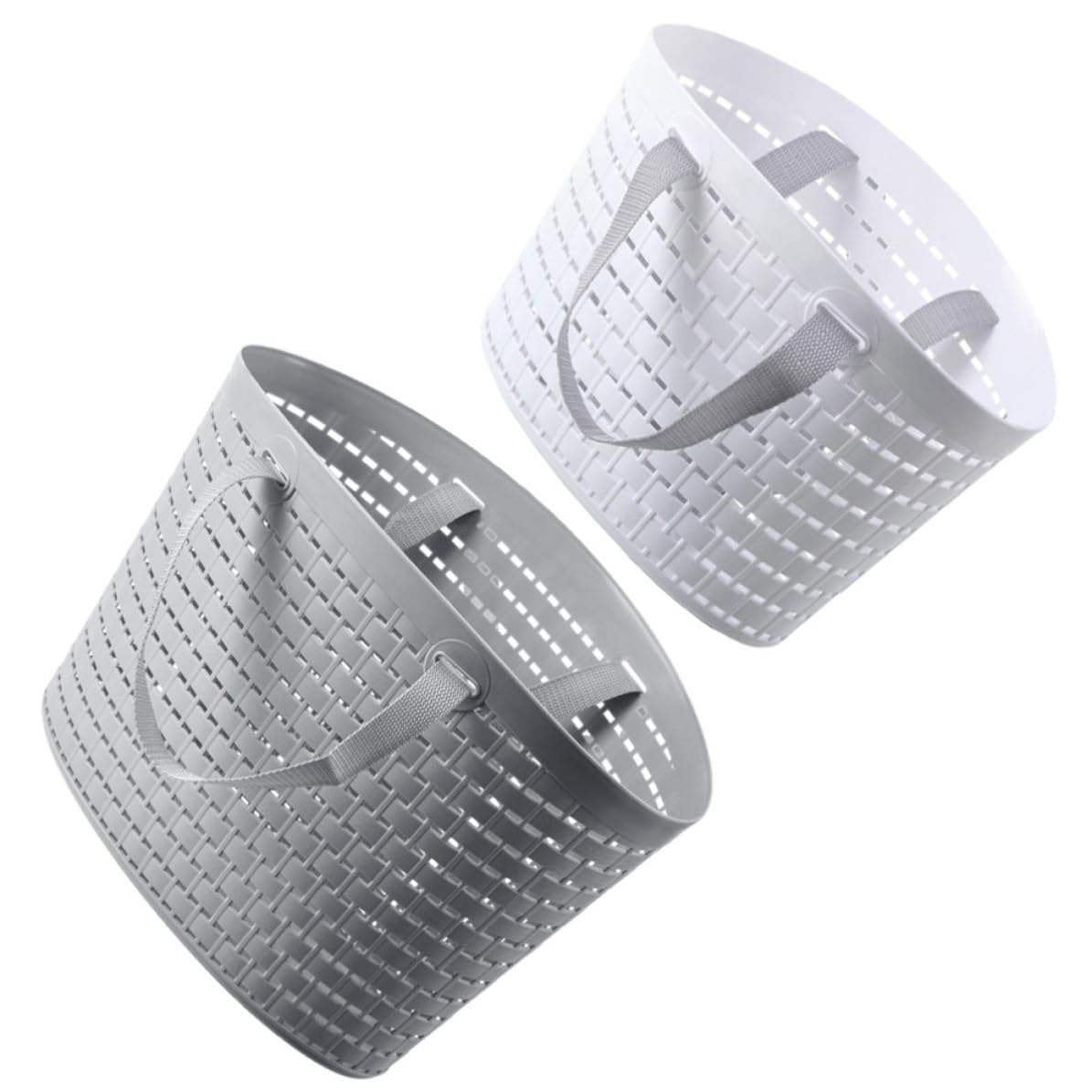 Panier de bain en plastique lot de 2 avec poignées et design ajouré pour rangement
