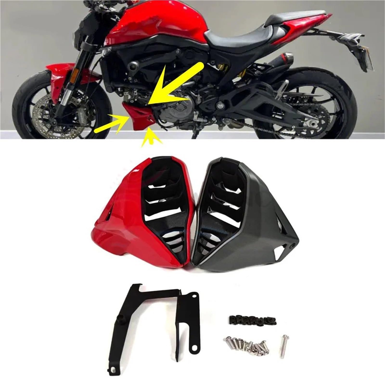 Front Bumper Splitter dachowy Pasuje do DUCATI Monster 937 950 2021 2022 2023 Osłona silnika Spoiler Dolny Panel Owiewka Rama Ochraniacz