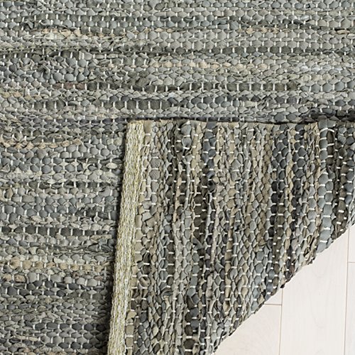 Tapete vintage de cuero 152x244 cm gris hecho a mano miniatura 4