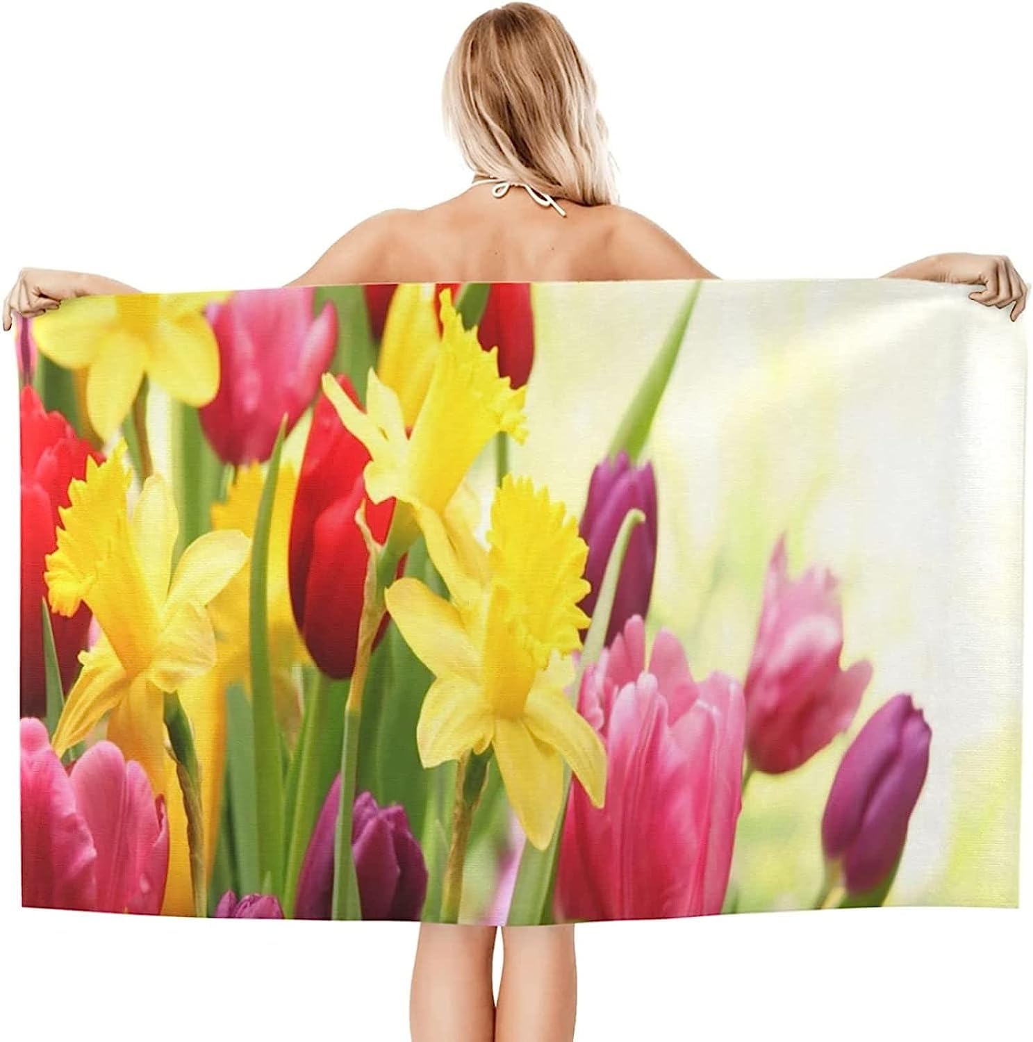 Telo Mare, Compatto E Leggero, Asciugatura Rapida, Ultra Assorbente, Per Spiaggia, Viaggi, Campeggio, Piscina, Asciugamano Spiaggia 3D, Fiori Colorati 200 X 200 Cm -6Z5B-S1U