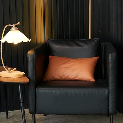 Miniatura 2 de SHANLUO Juego de 2 fundas de almohada de piel sintética de 12 x 20 pulgadas, estilo moderno, para sofá, sala de estar, ropa de cama, sofá,