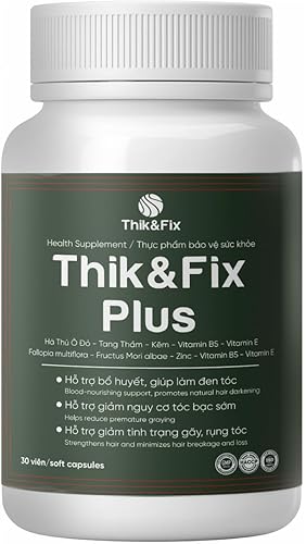 Thik&Fix Plus Suplemento nutricional natural para el cabello para hombres y mujeres con hierbas naturales, vitamina E B5, zinc, fórmula potente para