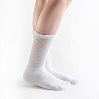 Vista 1 de Doc Ortho Calcetines de algodón para diabéticos de ajuste holgado para hombres y mujeres, 3 pares, cuello redondo