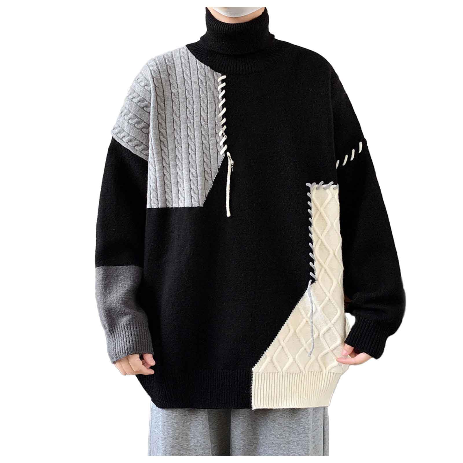 Jersey Hombre CáRdigan Chaqueta De Punto Suéter de otoño e Invierno para Hombre Chaqueta de Punto con Cuello y Bloques cromáticos Prenda Exterior Informal y Abrigada para Uso Diario