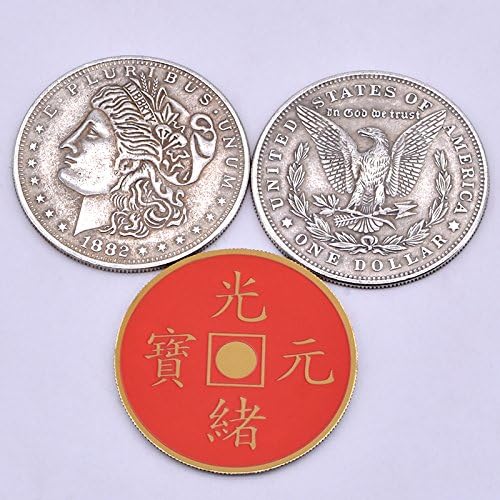 SUMAG Colorful Coin (Morgan Version) Magic Tricks One Coin to Three Color Change Appear Vanish Coin Magic Close Up Gimmick Props Funny