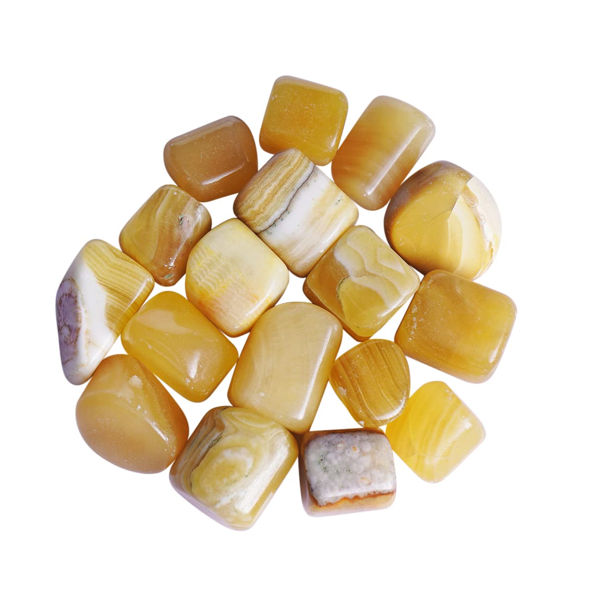 Honey Calcite Tumble Stone 50 Gm | Pebble Stones for Spiritual Home Decoration, Fish Tank Decor & Gifting | Natural Polished Crystal for Confidence, Motivation & Positive Energy (2-4 Pcs)