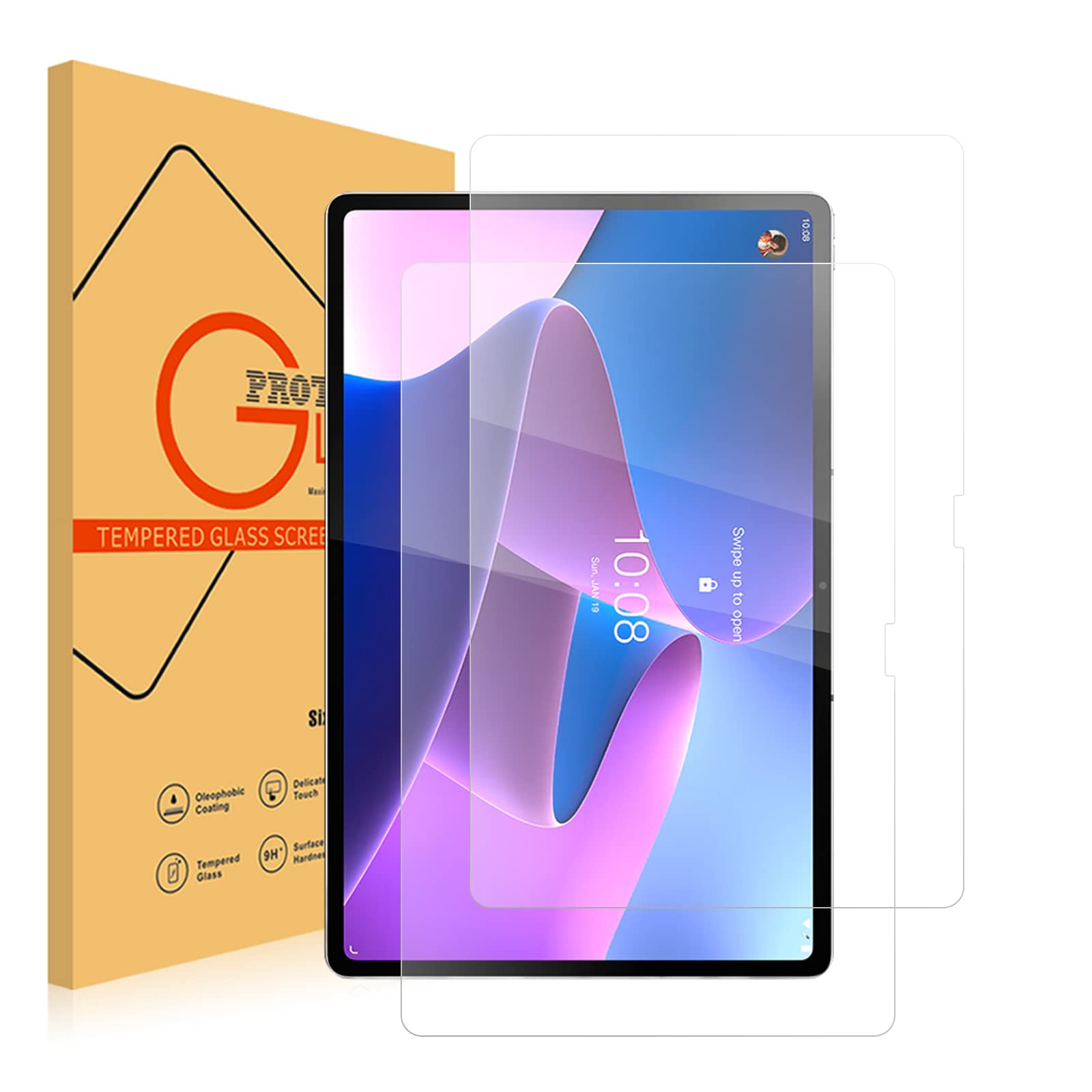 ROVLAK Screen Protector compatible with Lenovo Tab P12 Pro 5G Tempered Glass Screen Protector 2-Pack HD 2.5D 9H Protective Film Protection Anti-Fingerprint Bubble-Free Glass Protector
