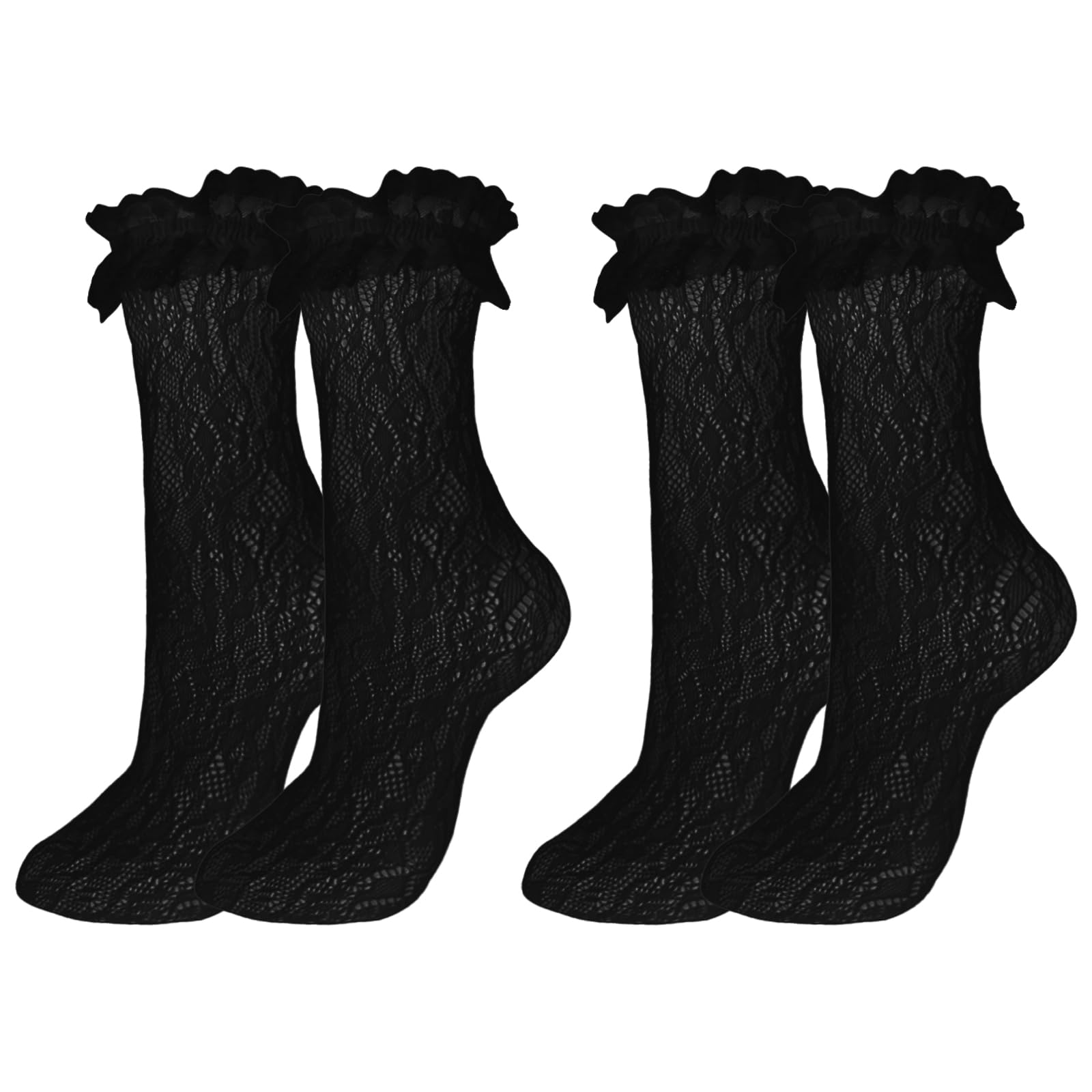 Womens Lace Ankle Socks Ruffle Frilly Socks,Mesh Lace Trim Lolita Sock,Cute Mesh Frilly Dress Sock for Women