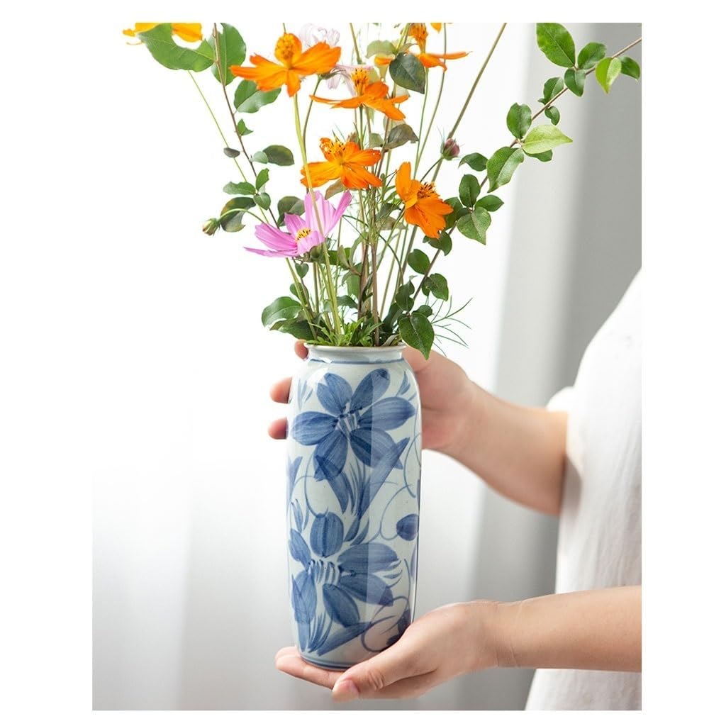 Decorazione per la Casa Vaso in ceramica retrò Composizione di fiori Porcellana blu e bianca Decorazione cinese vaso coltivati ​​​​ad acqua