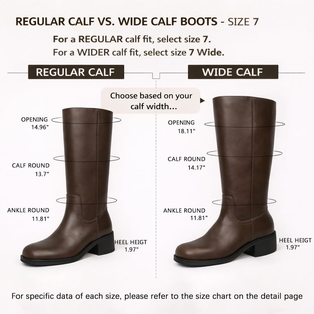 Knee High Boots Women Square Toe Chunky Block Heel Banana Campus Boot Wide Calf Comfortable Low Heel Riding Long Boots - Image 5
