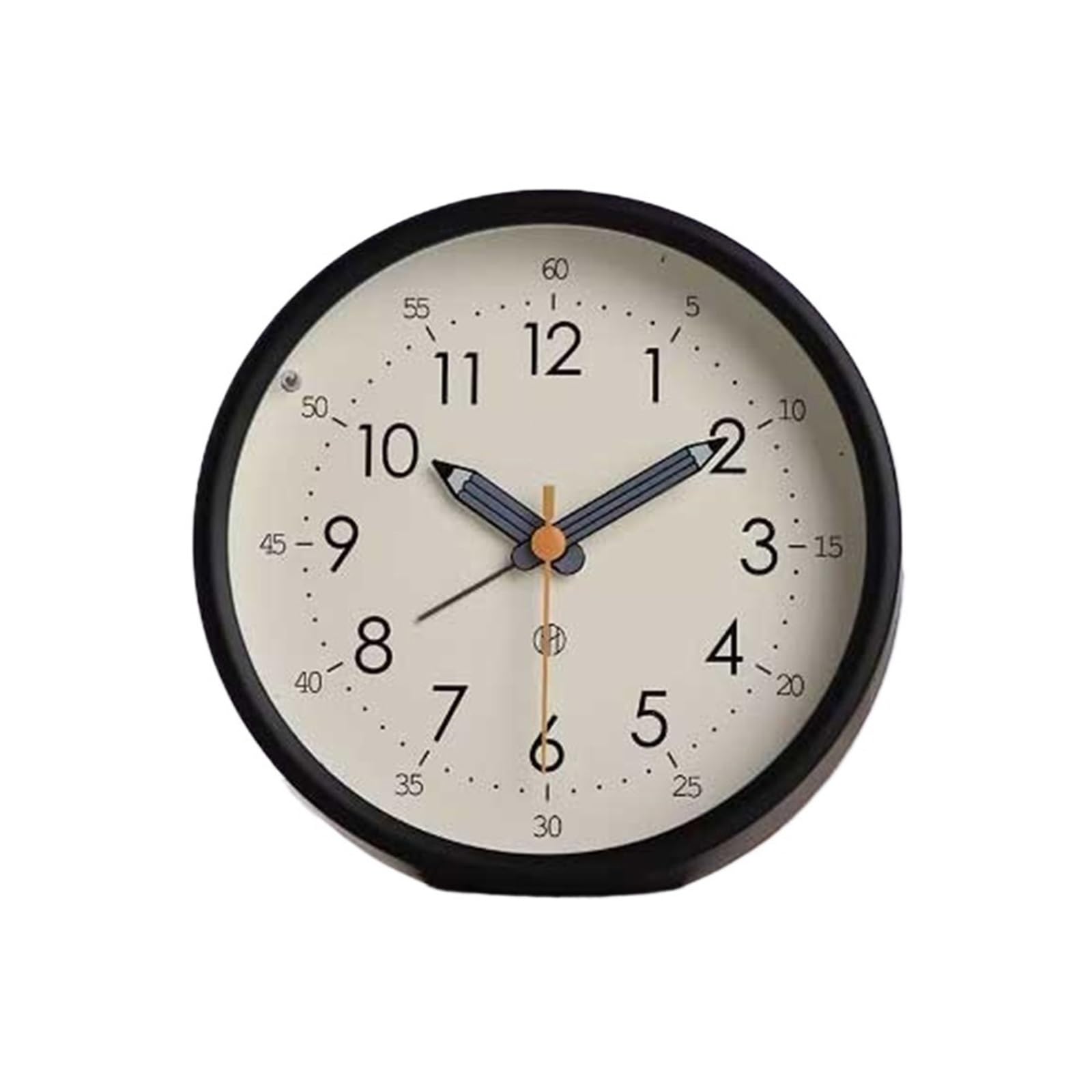 YHxFlux Table clocks Round Analog Alarm Clock Battery Operated for Living Room Kitchen Bedroom Office School Dormitory Bedside Tabletop for bedrooms(Black)