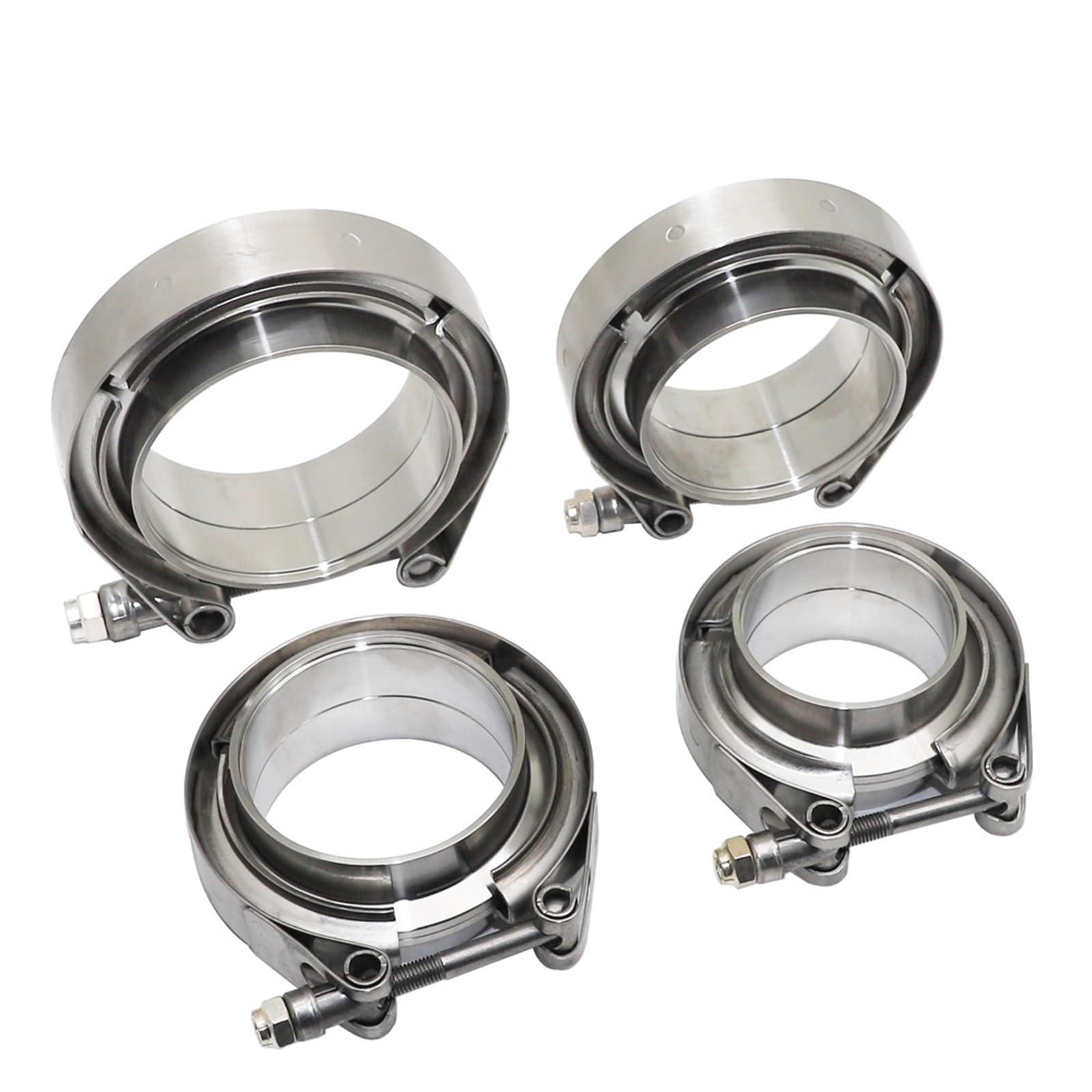Band clamps Universal Car 304 Stainless Steel V Band Clamp Turbo Exhaust Pipe Vband Flange Pipeline Connection(ID 57MM)
