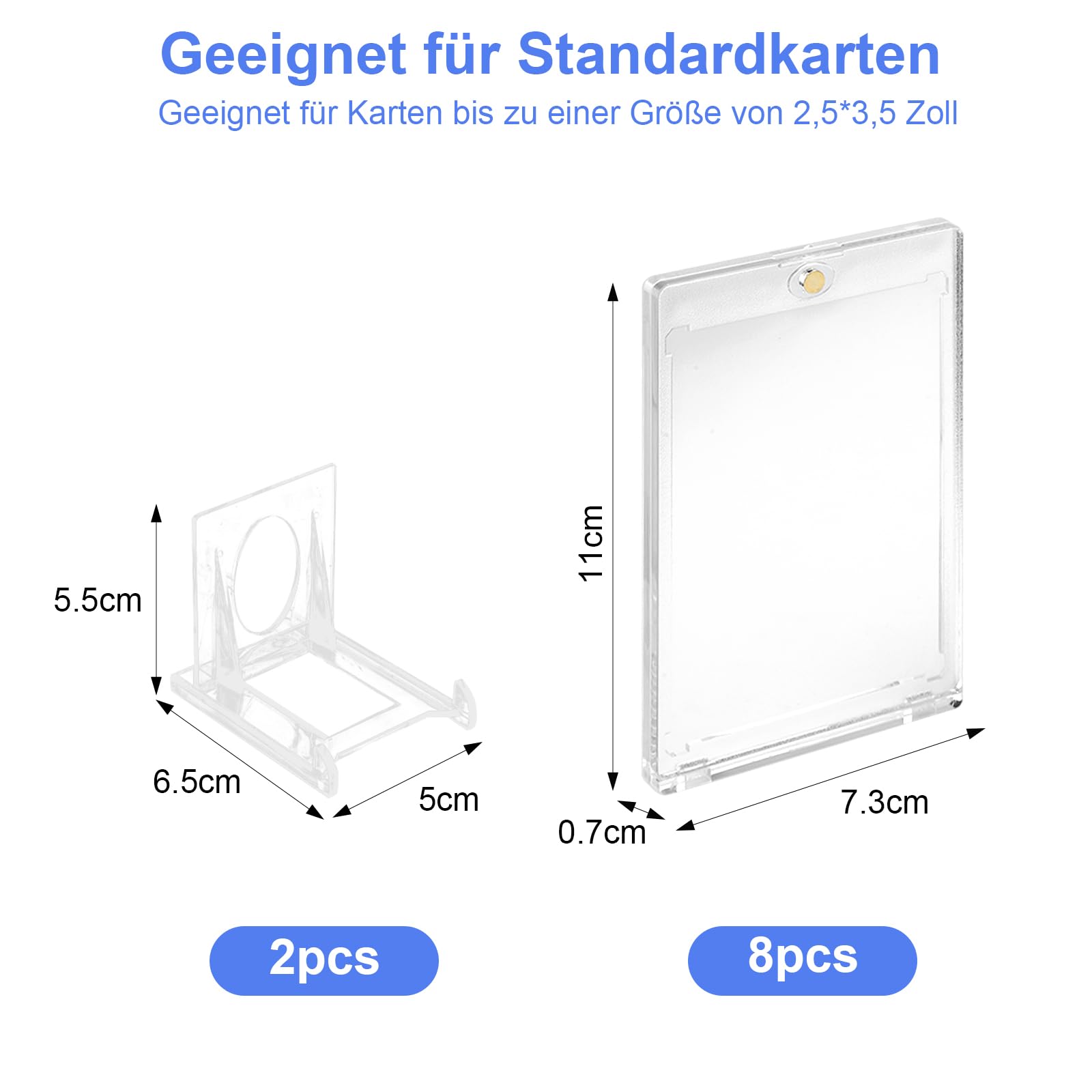 8 sztuk magnetycznych uchwytów na karty, karty kolekcjonerskie, UV, etui na karty do gry, 35 PT, z 6 stojakami na karty, karty handlowe na Pokemony, Yugioh, Magic, TCG, MTG, kolekcja kart