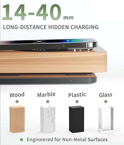 Miniatura 2 de JiffyPoint Cargador inalámbrico invisible, almohadilla de carga inalámbrica para debajo del escritorio, 0.591-1.575 in, cargador inalámbrico oculto