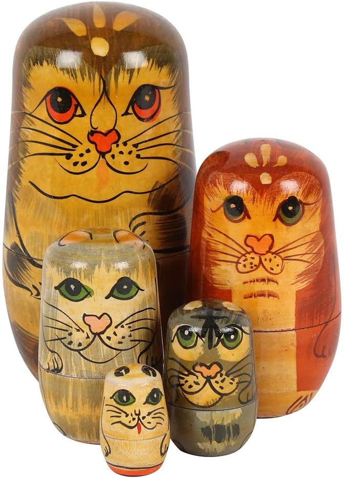 Something Different In_24028 Nesting Doll | Cat Russian | 5 Pieces 178g, Multicolor