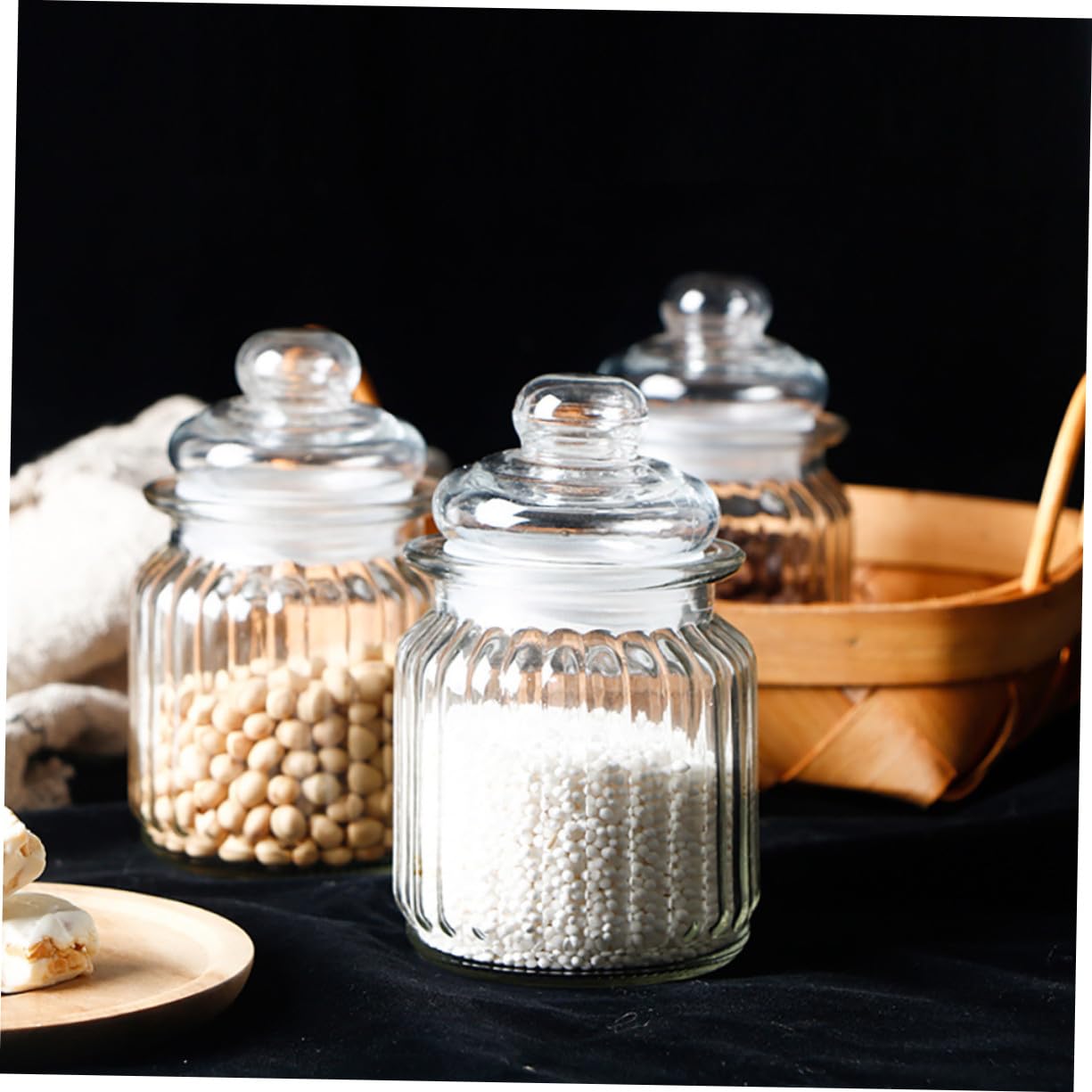 4 Stück Glas Vorratsdosen 230ml mit Deckel für Küche und Haushalt Luftdichte Aufbewahrung Dickes Glas und Feine Verarbeitung für Trockenfrüchte und Snacks