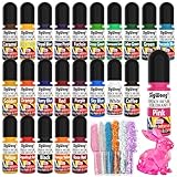 Epoxy Resin Color Pigment – 24 Colors Liquid Epoxy Dye Set with 6 Glitters, Highly Concentrated, Non-Toxic Resin Pigment for Art, Jewelry Making & Crafts – Each 6ml/ 0.25 oz