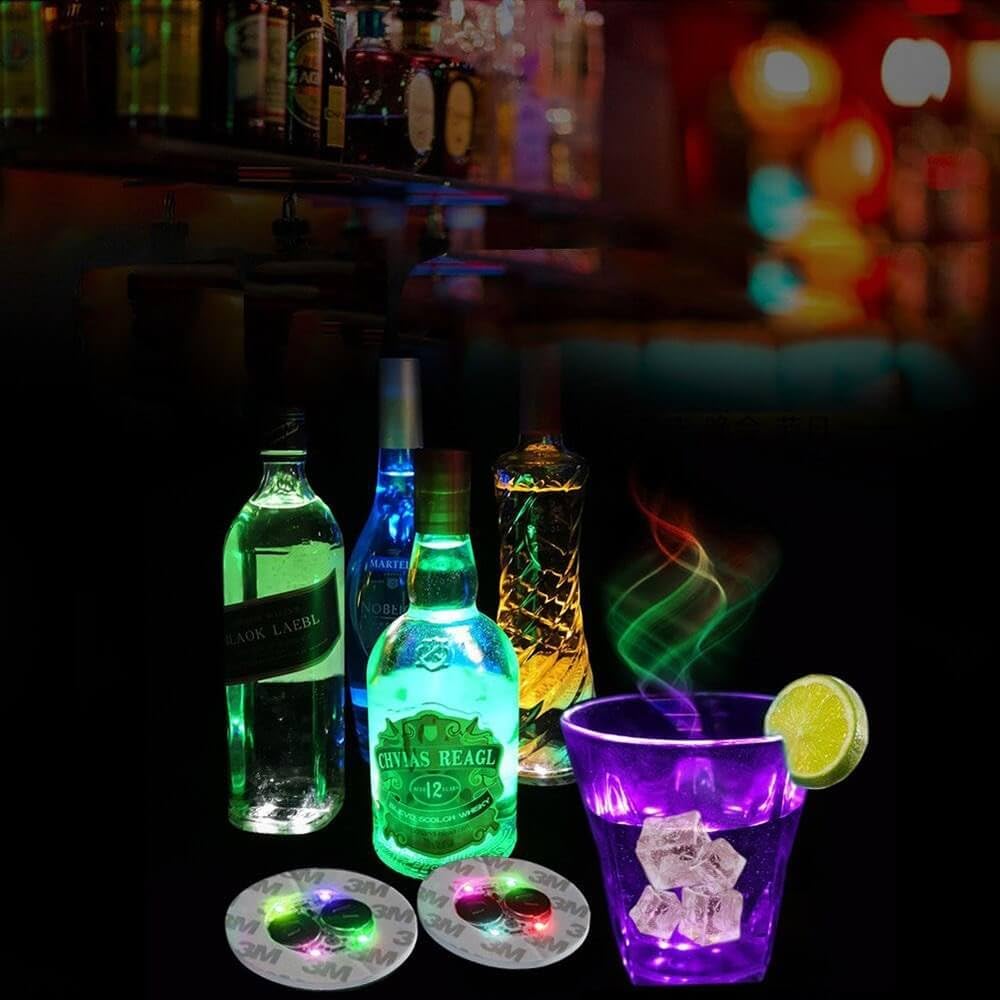 Sottobicchieri LED Che Cambiano Colore (Confezione Da 1,4,8,12): Illuminati A Contatto Con Il Bicchiere, Perfetti Per Feste, Bar E Matrimoni. - 4