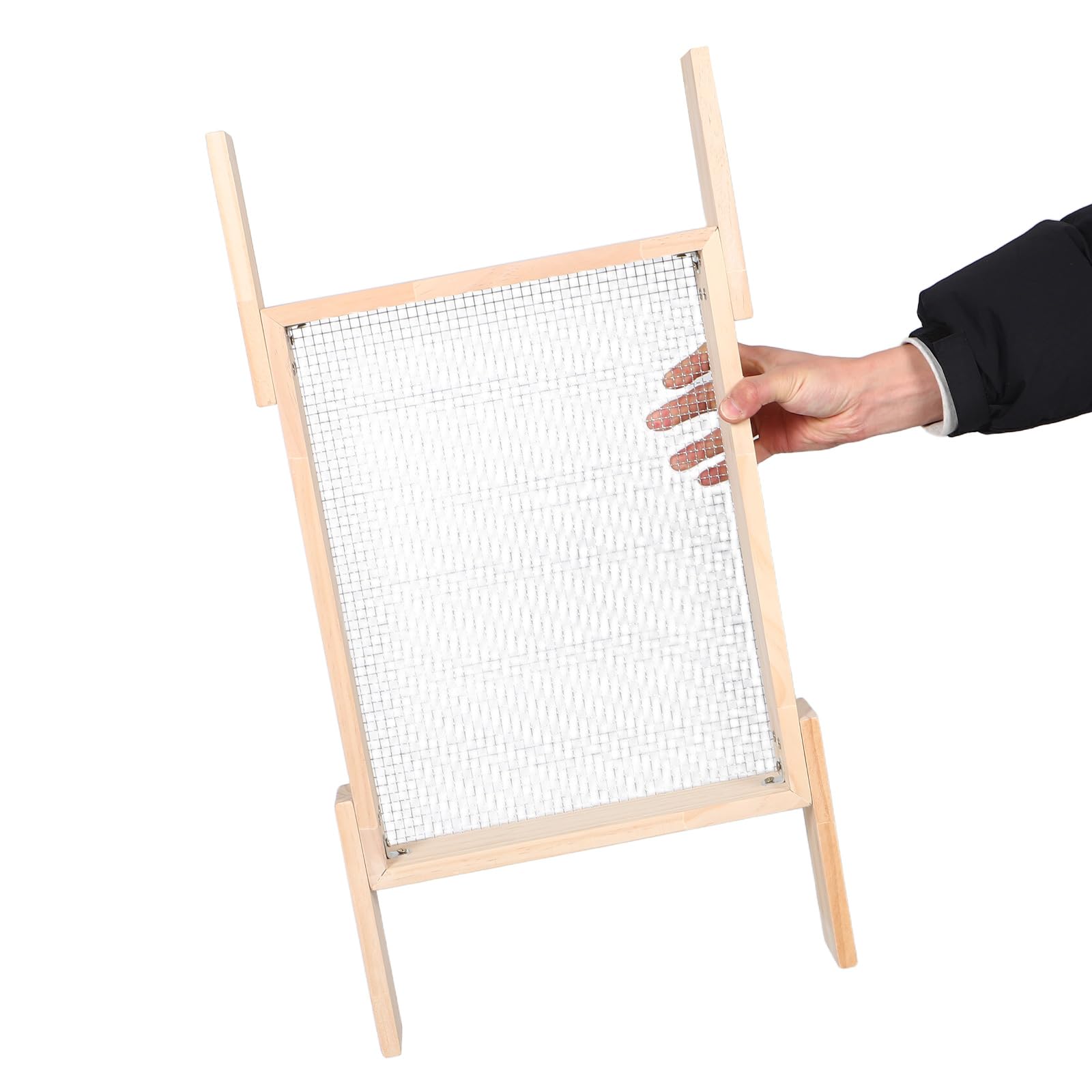 Hemobllo Setaccio per Terreno in Legno con Manico Smontabile 44x34 Cm, Filtro a Maglie Fini per Giardinaggio, Setaccio da Giardino per Compost, Sabbia e Rocce, Attrezzo Portatile per Cura