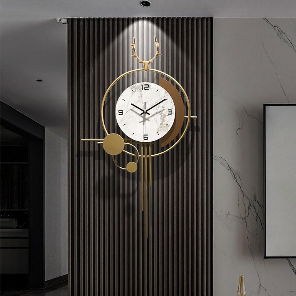 Wall Clock Simple Light Luxury Wall Clock Living Room Home Art Creative Restaurant Clock Atmospheric Clock Wall Hanging Clock for Wall(Medium)