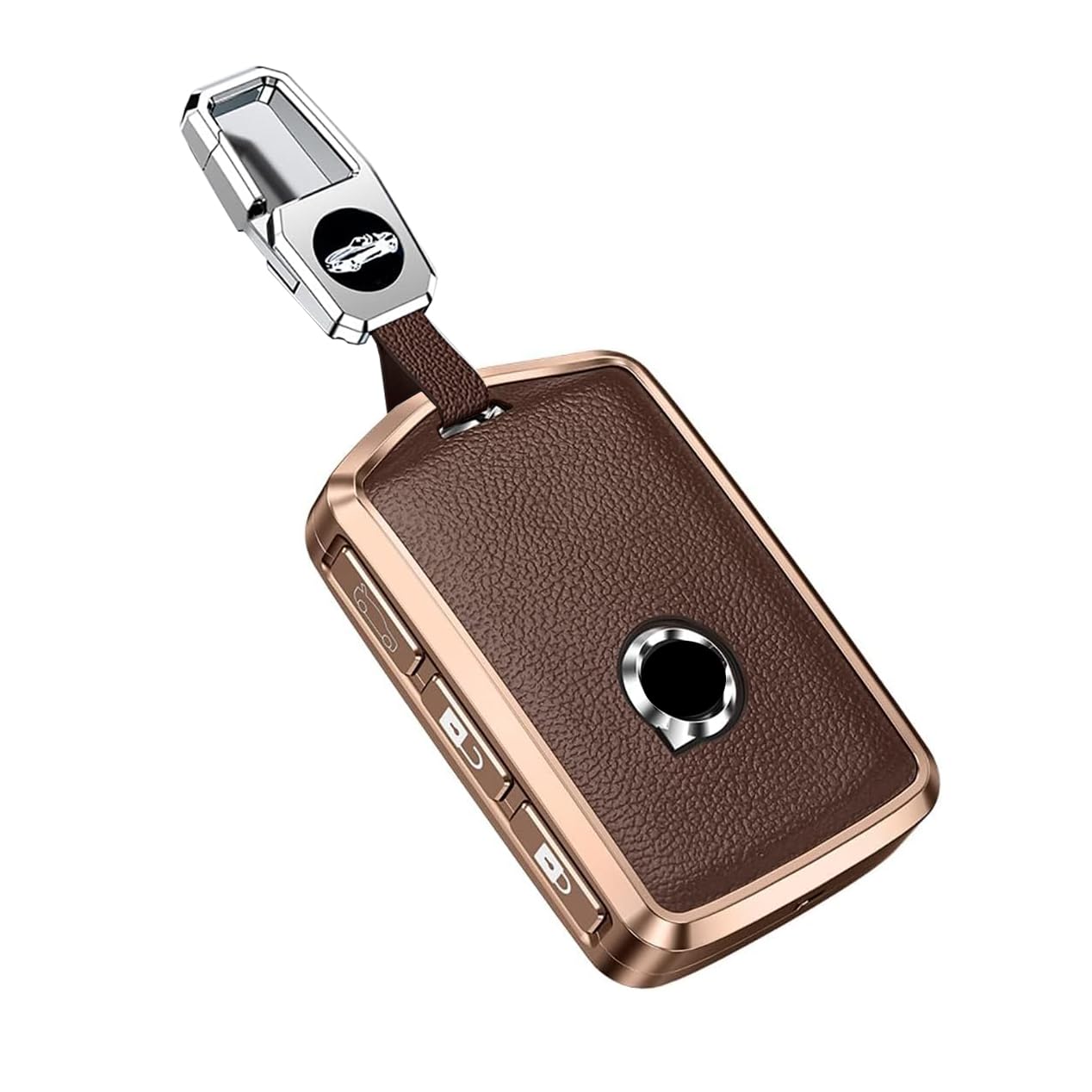 ontto Leather Key Fob Cover with Keychain Stylish Key Case Full Protection Fit for Volvo XC90 S90 XC60 2018 2019 Brown