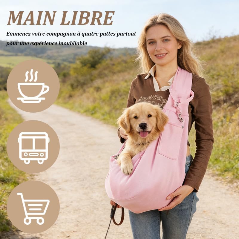 Dog Sling Carrier for Small Dogs and Cats Up to 16.5 Lbs (Khaki)