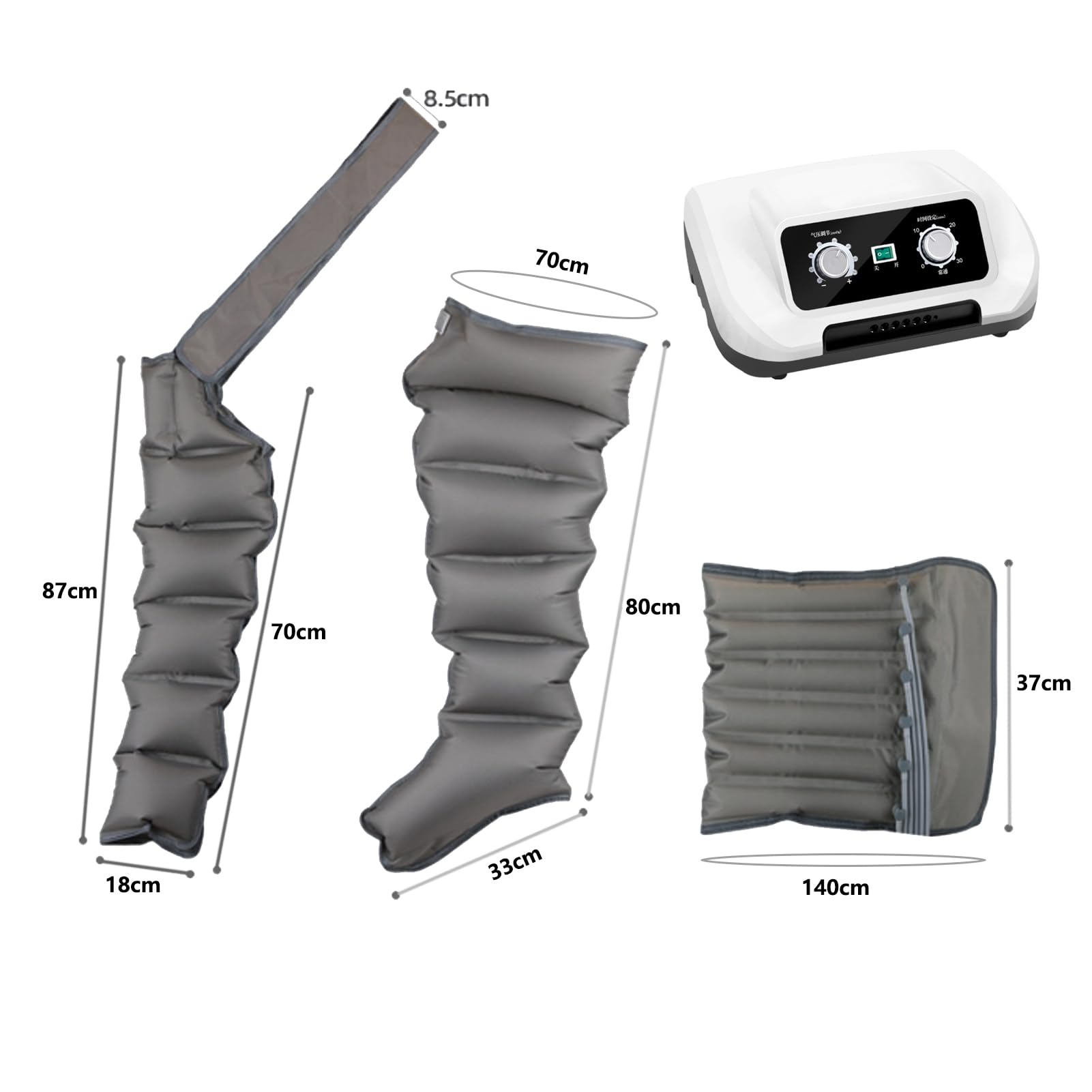 Pressoterapia Linfodrenaggio per Casa Pressoterapia Gambe Professionale, 6 Camere d'Aria Massaggio Linfodrenante Gambe E Braccia Addome Glutei per Casa,Pression Réglable