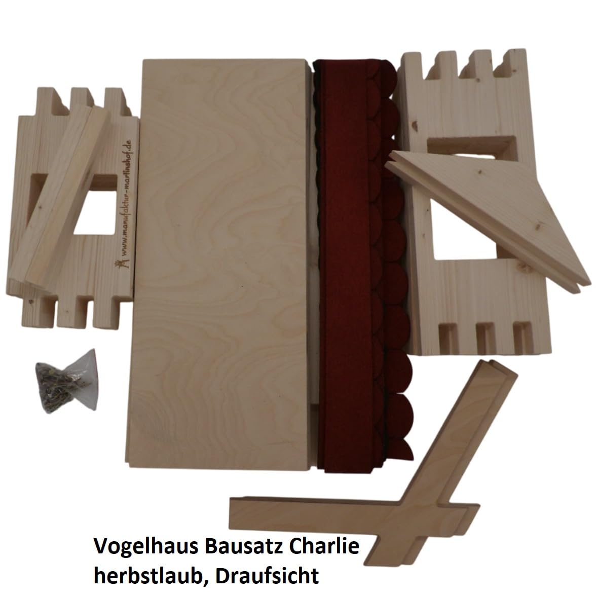 Vogelhaus Bausatz Charlie herbstlaub Manufaktur Martinshof L: 47 cm B: 38,5 cm H: 43 cm Material: unbehandeltes Fichtenholz Futterhaus Garten Holz Hochzeit Geschenk Terrasse Balkon