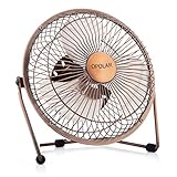 OPOLAR 6 Inch Desktop USB Fan, USB Powered Table Fan for Personal Cooling, Small Desk Fan with Upgraded 2 Speed Setting, Quiet Operation, Enhanced Airflow, Bronze
