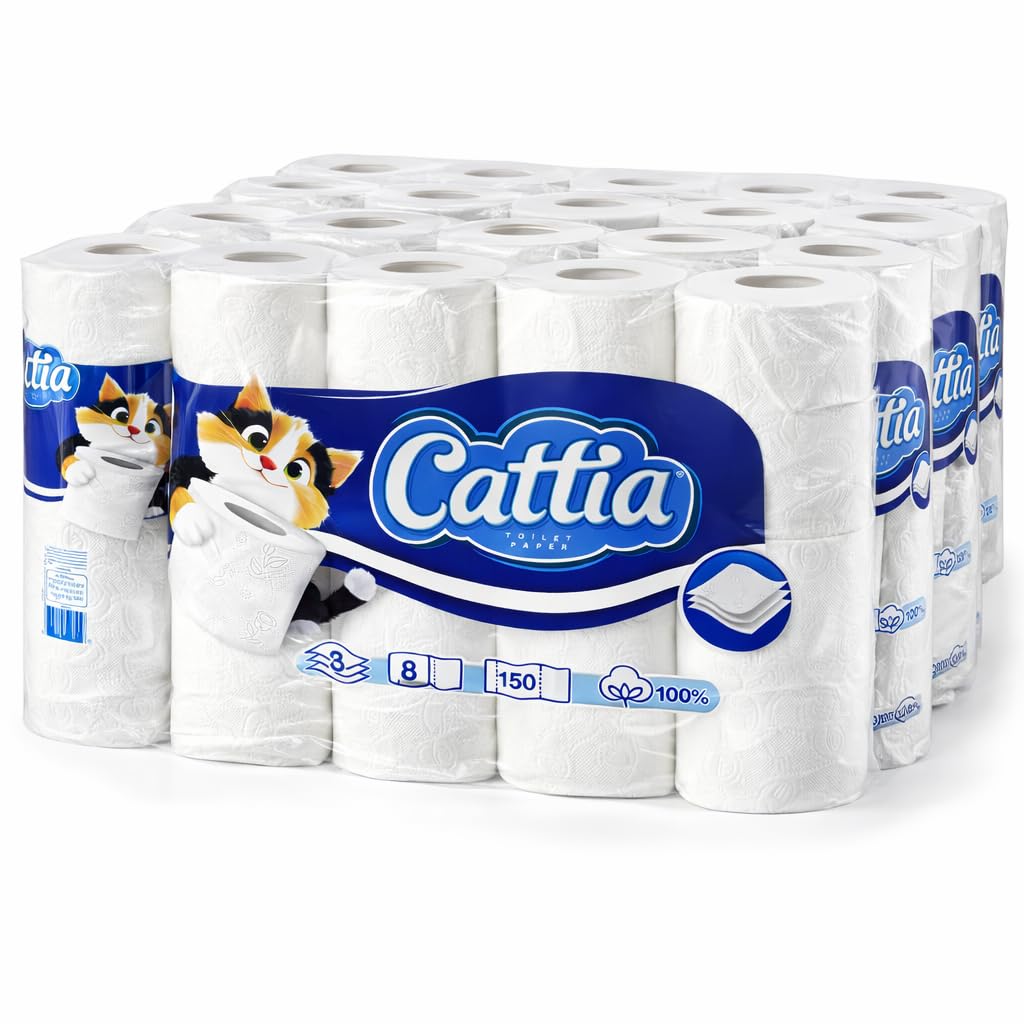 Enpack Toilettenpapier 64 Rollen, 150 Blatt pro Rolle - WC Papier 3-lagig Großpackung - 8x8 Rollen Klopapier passend für Klopapierhalter - toilet paper - Camping Toilettenpapier - weiche Abwischtücher