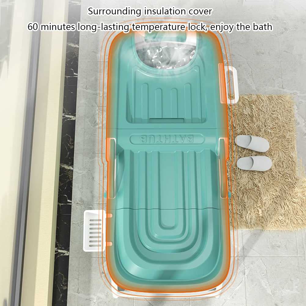 FAXIOAWA Bañera portátil Plegable para Adultos, bañera Independiente para el hogar con Cubierta para Personas de Menos de 200 cm y Menos de 110 KG