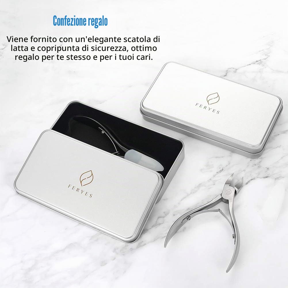 FERYES Tagliaunghie per Unghie Spesse, Funghi o Unghie Incarnite - Heavy Duty 4R13 in Acciaio inox -Tronchesino per Unghia Ingrossate per Uomini,Donne, Anziani, Adulti,FL-N200, Argento