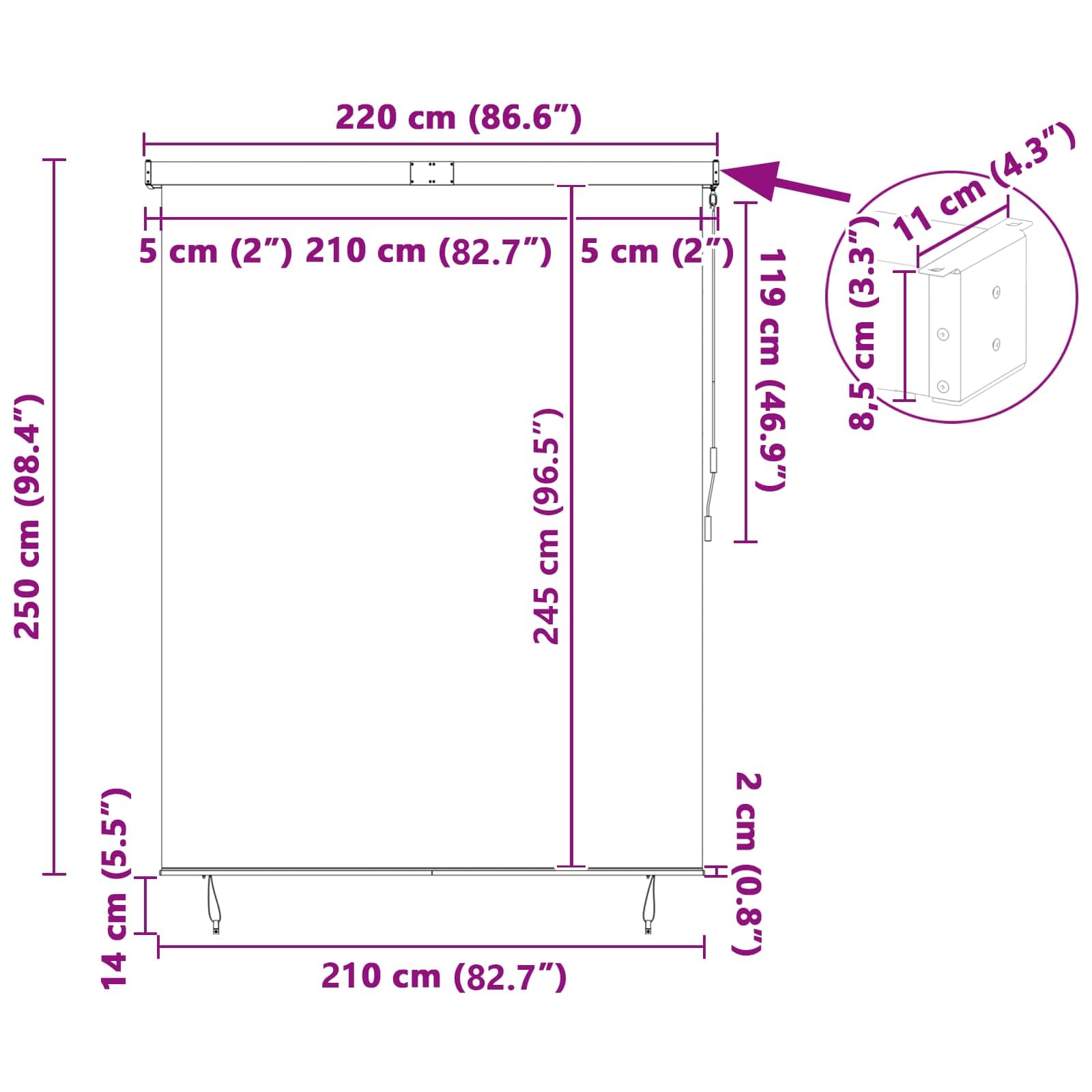 vidaXL Roleta z zasłonami Antracyt 200 x 250 cm Materiał i Aluminium