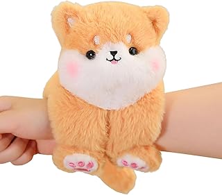 Slap Bracelets Stuffed Animal, Cartoon Snap Bracelets Dolls Animal Slap Bracelets Cartoon Stuffed Animal Toy Slap Wristbands Snap Bracelets for Kids 9 In Soft Plush Toy Huggers (Dog)