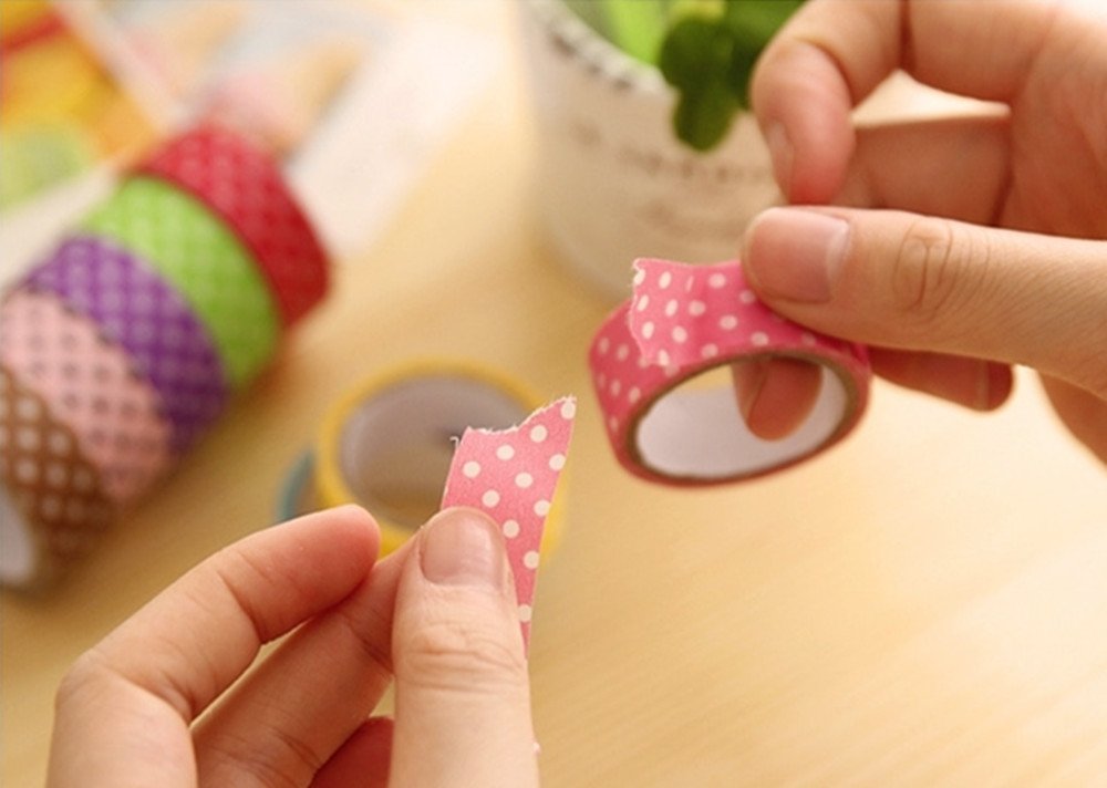 yueton 8pcs Mini Dot colorido DIY decorativa Washi cinta de carrocero