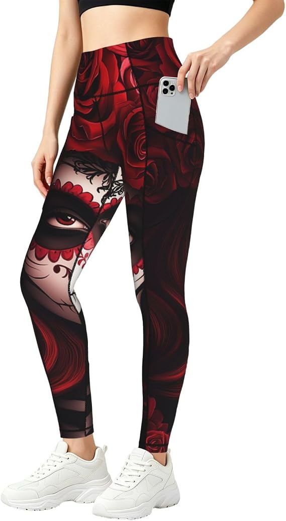 Augenstern Women's Mexico-Women-Sugar-Skull Yoga Pants Workout Legging