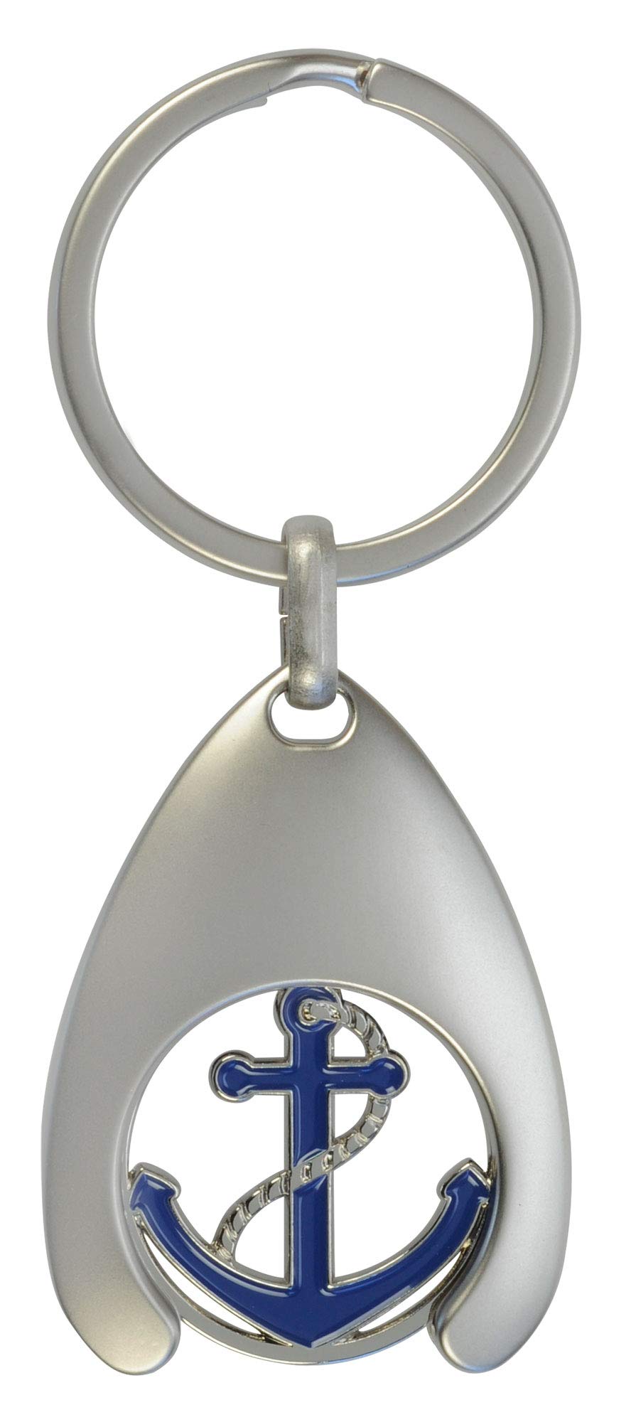 happyROSS Anchor Keyring with Shopping Trolley Token, 1 Euro Size, Metal, Unisex-Adults