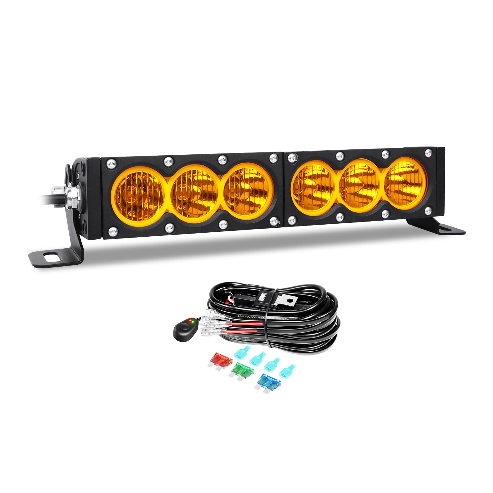 Willpower 12 inch Single Row Amber LED Light Bar 60W Light Bar,4x4 Off Road Flood Beam LED Work Light Truck UTV 4x4 Cars SUVs ATVs Boats Fog Driving Light with Wiring Harness kit