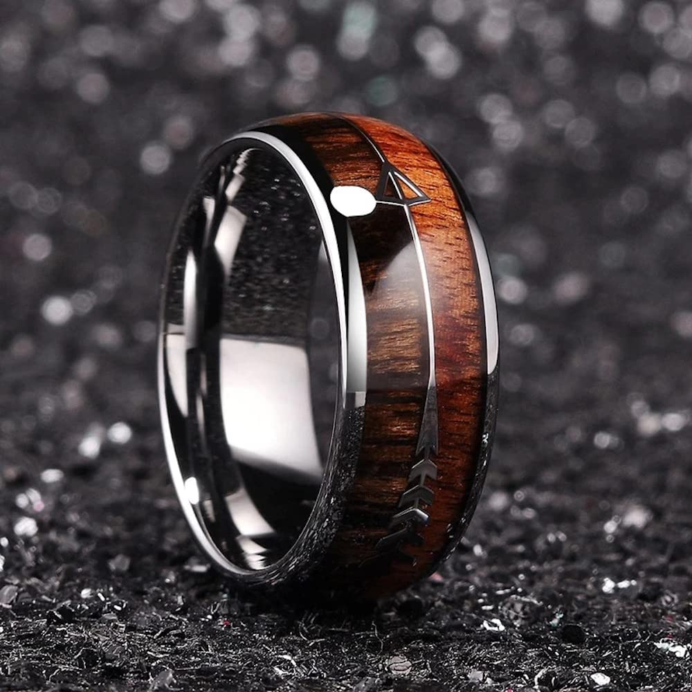 ZENSE - Anello da uomo in legno e acciaio con freccia ZR0173