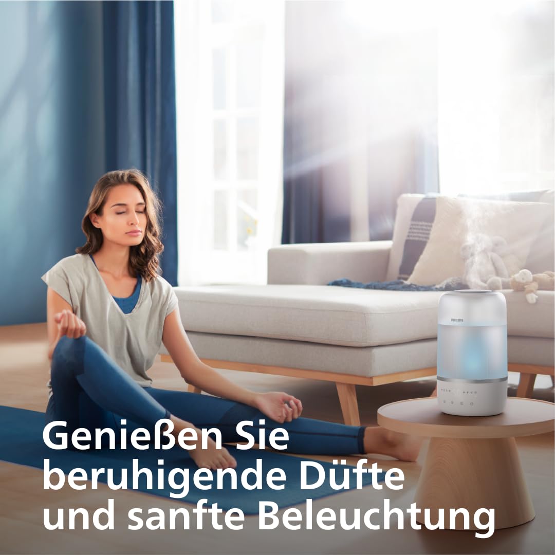 Philips Smart Humidifier HU1509/00, leise, Aromatherapie, Nachtlicht, für Räume bis 38 m²