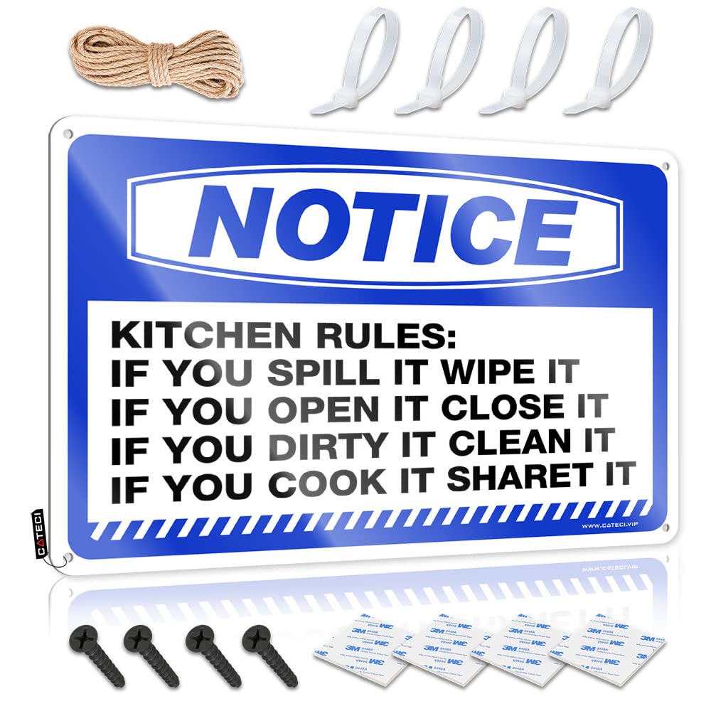 Fzfn Men's Colour Housewarming, Cool Wall Decor Farmhouse Soft Area Notice Kitchen Rules | Rustic Square Wall Art(30X40cm)