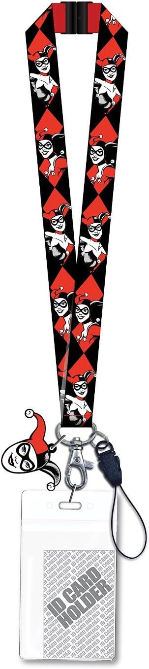 DC Harley Quinn Lanyard with PVC Dangle , Red