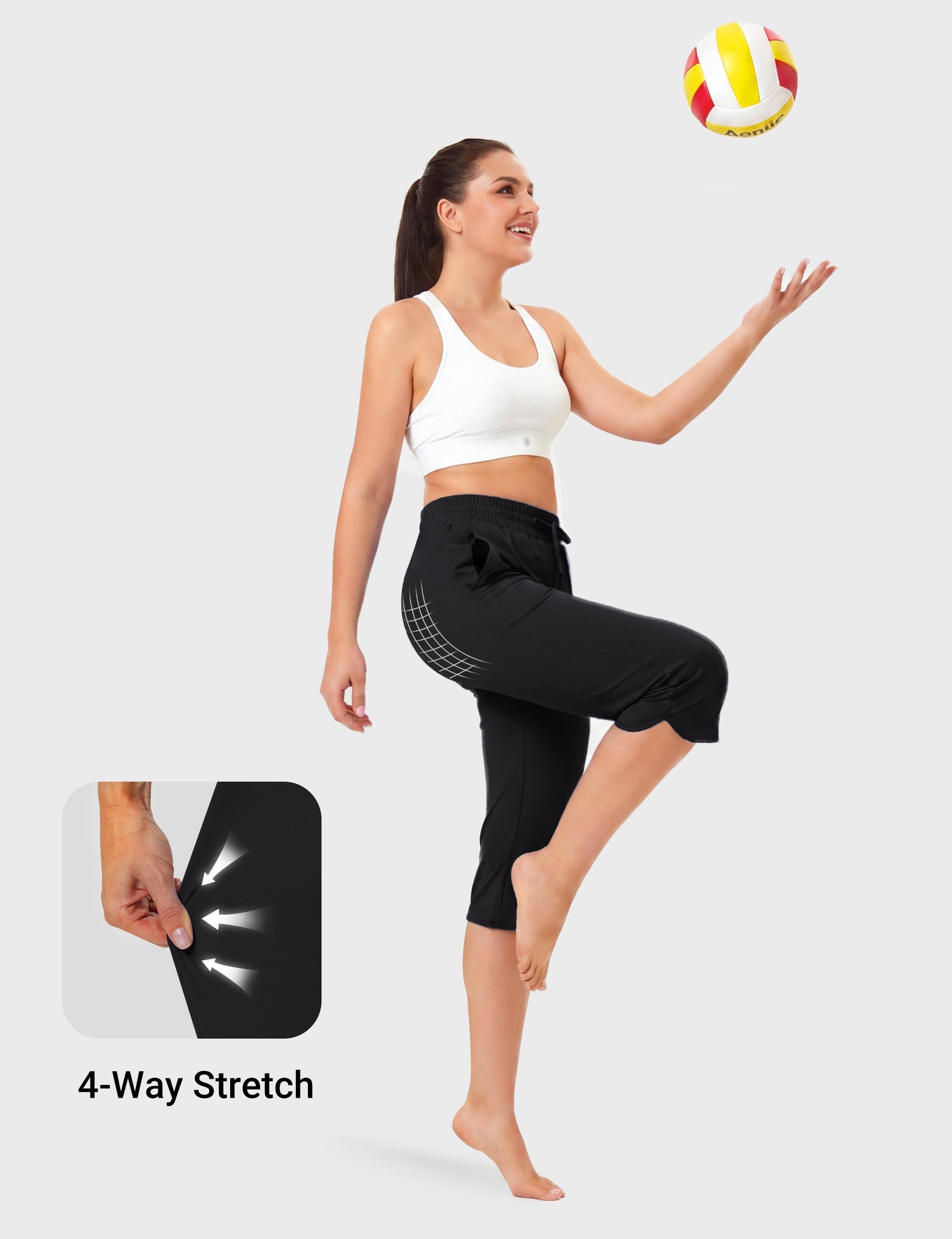 FitsT4 Sports Capris de bain pour femme 45,7 cm à séchage rapide UPF 50+ avec poches en maille