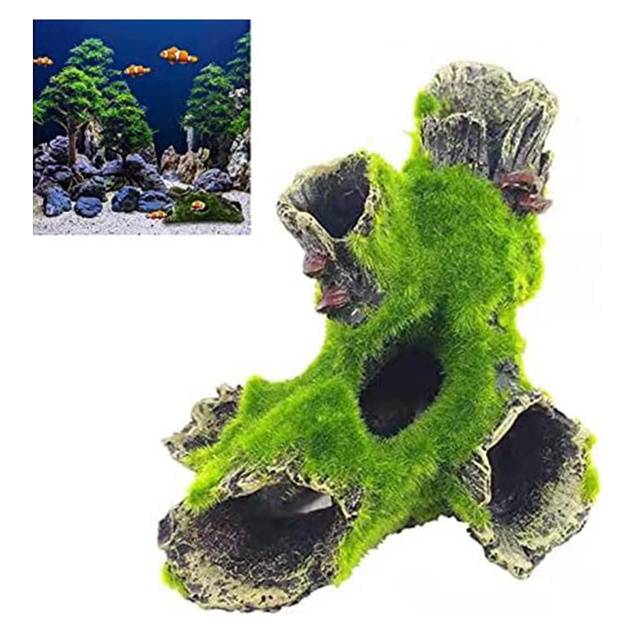 Décoration Aquarium en Résine - Grotte et Cachette pour Poisson (Reproduction, Jeu, Repos) - Ornement Sécure pour Aquarium Communautaire