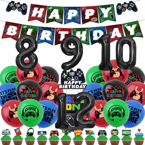 Decoración de Cumpleaños de Videojuego, Decoración para Fiestas de Cumpleaños Videojuegos,Cumpleaño Decoracion Gamer, para Fiestas Temáticas Juegos de Cumpleaño Niño para Niños 8/9/10/11/12 Años