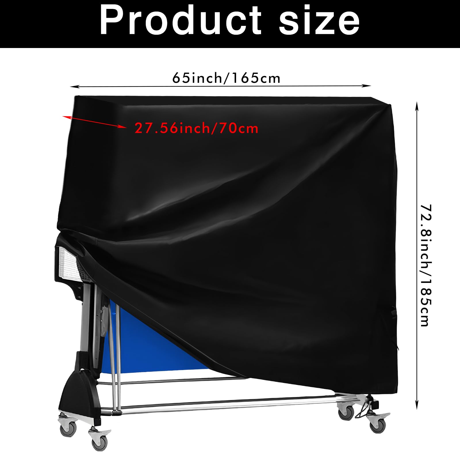 Housse imperméable WIYETY pour table de ping-pong 185x70x165 cm protection UV intérieur extérieur