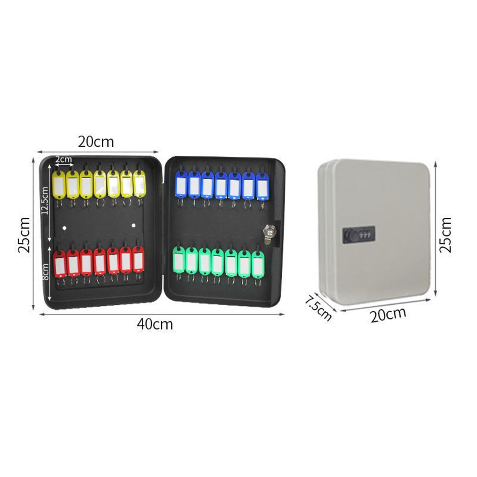 Colcolo Armoire à clés avec Code, boîte de sécurité, Armoire de Gestion des clés, Porte-clés en métal, boîte de Rangement pour clés pour Services de voiturier, Crochet 48 Blanc